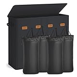 SONGMICS Wäschekorb mit 4 Fächern, 210 L, mit Deckel, 5 Etiketten, herausnehmbarer und waschbarer Innensack, Waschküche Schlafzimmer, tintenschwarz RLH014B01
