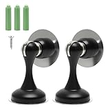 2 Stück Magnetischer Türstopper aus Edelstahl Door Stopper Selbstklebend & Schraubmontage Türhalter - Mattschwarzer Türstopperhalter mit starkem Magnet