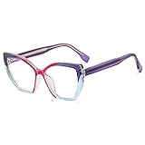 kachawoo Cat Eye Brillen Rahmen Anti Blaulicht Optische Brillen Frauen Polygon TR90 Brillen (purple pink frame)