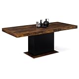 IDMarket - Esstisch, ausziehbar, rechteckig, Eden, 6-10 Personen, Holz, Antik-Optik, Schwarz, 160 – 200 cm