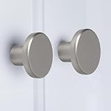 goldenwarm 4 Stück Silber Möbelknöpfe Gebürstetes Nickel Vintage Schubladenknopf Aluminium Knöpfe Kommode Möbelgriffe Edelstahl Türgriffe Küche Schrankknöpfe Runde