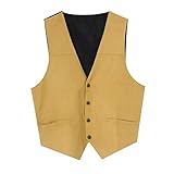 Celanisai Weste Herren Wildleder Ärmellos Jacke Männer Cowboy Lederweste Braun Mittelalter Tops Casual Vintage Western Bequeme Freizeiteste Western Cowboy Streetwear Retro Klassische Ballkweste