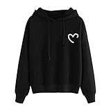 Generisch Langlebiger Damen Kapuzenpullover mit modischem Druck für Freizeit Sport Alltagsmode mit weichem Stoff bequemer Passform (Black, XL)