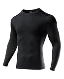 Niksa 1/2/3 Stück Kompressionsshirt Herren,Funktionsshirt Langarm Sportshirt Rundhalsausschnitt Atmungsaktiv Laufshirt für Running Workout Fitness A-Schwarz (1 Stück) M