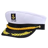 BESTOYARD Kapitänsmütze für Erwachsene, Verstellbare Marine MüTze für Herren, Yacht Matrosenmütze, Schiff Seemannsmütze Seemann Karneval, Halloween, Mottoparty Accessoires (Weiß)