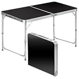 Klappbarer Multifunktionstisch Mehrzwecktisch Campingtisch Klapptisch Markttisch höhenverstellbarer Tapeziertisch Beistelltisch zum Campen im Garten für Festivalls Märkte (Schwarz: 120 x 60 cm)