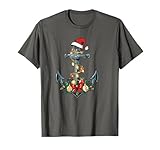 Weihnachtsanker mit Weihnachtsmütze und Lichtern, nautischer Spaß T-Shirt