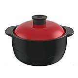OOMRNV Runde Auflaufform mit Porzellandeckel, Lasagneform mit Deckel für das Abendessen, Küche, 3,5 l runde Backformen für den Ofen mit Deckel, geeignet für 3–6 Personen, schwarz (schwarz)