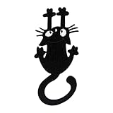 Urbanski Patch süße schwarze Katze kratzt und hält sich fest zum Aufbügeln 7,9 x 3,5 cm | Aufnäher Applikation Bügelbild