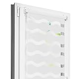 Estika Welle Doppelrollo klemmfix ohne Bohren - 80 cm x 120 cm - Weiß - Tag und Nacht Duo Rollo, Duo Rollo, Rollos für Fenster ohne Bohren, Fenster sichtschutz