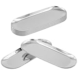 CHEUKYIU 6 Stück Edelstahl Tablett, 23 x 9.5 cm Oval Servierplatte, Silber Catering Tablett, Schlemmerplatte für Haus, Restaurant, Hotel