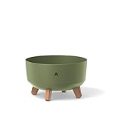 Blumentopf Schale mit Füßen Einsatz Blumenschale Kräutertopf Übertopf (Grün, M- 28.5cm)
