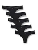 Iris & Lilly Damen Tanga-Unterwäsche Baumwolle, 5er-Pack, Schwarz, 40
