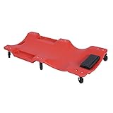 Wiltec Kfz Montageliege 102x48x12 cm bis 180 kg aus Kunststoff, Rollbrett mit Abnehmbarer Kopfstütze & Werkzeugfächern, Rollliege, Werkstattliege