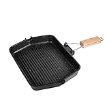 GRIRIW Haushaltsrauchfreie Grillpfanne Rechteckige Antihaft Bakestone Pfanne Für Induktionsherde Ideal Zum Braten Von Steak Und Fisch