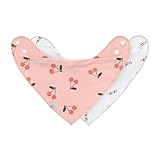 LÄSSIG Baby Lätzchen Halstuch Dreieckstücher Set 2 Stk. Bio-Baumwolle Druckknopf wendbar/Baby Bandana Happy Fruits Cherry