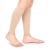 Waden Kompressionsstrümpfe Stützstrümpfe Damen, Krampfadern Medizinische Thrombosestrümpfe Schutz mit 20-30mmHg Klasse 2 Gradientenkompression für Männer und Frauen, Ultraleicht (Beige, M)