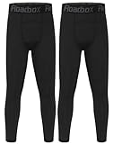 Roadbox 2er Pack Thermo Leggings Jungen, Warme Milchseide Fleece Kompressionshose Winter, Ideal für Fußball Laufen Ski