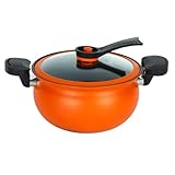 Kochtopf mit Deckel, Induktion, antihaftbeschichtet, 23,5 x 23,5 x 18,5 cm, Orange, 5 l, kleine Stieltöpfe, mit verbleibendem Griff, Kochtopf, kleine Töpfe für Elektrogas
