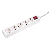 as - Schwabe 5-fach Steckdosenleiste weiß mit Schalter 230 V / 16 A – Mehrfachstecker mit 1,4 m Leitung & Berührungsschutz – Steckdosen 45° gedreht – Mehrfachsteckdose Indoor – IP20, 35011