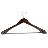 alpina Kleiderbügel Holz - 1 Stück Holzkleiderbügel - Bügel mit Breiten Schultern und Anti-Rutsch - 44 x 23,5 x 5,8 cm - Geeignet für 2 Kleidungsstücke - Kleiderorganizer - Braun