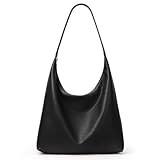 KALIDI Damen Shopper Handtasche Schultertasche PU Leder Tote Bag Vintage Hobo Tasche mit Reißverschluss Groß für Arbeit Schule Shopper Lässige täglich Schwarz
