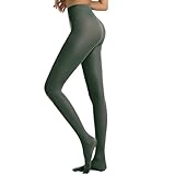 Damen 40 Denier Blickdichte Strumpfhose Bauchkontrolle Fuß Strumpfhose Dicke Strumpfhose für Frauen UK Komfort Weich Elastisch Hohe Taille Farbige Strumpfhose Elegant Druckfrei Damenstrümpfe, grün, XL