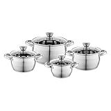 FLORINA Kochtopf Set OLIVER | 4-teilig | Edelstahl 18/0 | Glasdeckel gehärtet | Für Induktion, Gas, Elektro, Ceran | Spülmaschinenfest | Hochwertiges Topfset für jede Küche