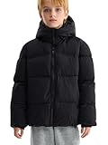 Happy Cherry - Kinder Winterjacke Jungen Mädchen mit Kapuze Wintermantel Winddicht Dick Warme Winter Jacke Kleidung Winterparka für Schnee Freien Outdoor - 146-152 - Schwar