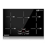 AMZCHEF Induktionskochfeld 80cm, Einbau Induktionskochplatte 5 Zonen mit Booster und 9 Stufen, Pausenfunktion, Warmhalten, Slider-Steuerung, Timer, Sicherheitsschloss, 9500W