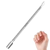 FOMGIIN Nagelhautschieber, 2 in 1 Edelstahl Profi Nagelschieber Spatel Pusher, Nagelhaut Remover, Nagelhautschäler Doppelkopf Nagelschaber, Metallspatel Cuticle Pusher für Maniküre, Pediküre