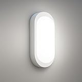 Kellerlampe LED 18W 2000Lm Neutralweiß 4000K, LED Ovalleuchte, IP65 Wasserfest, Wandleuchte, Außenleuchte, ldeal für Kellertreppe, Balkon, Keller, Waschküche, Terrassen oder Gartenhäuser, Weiß