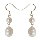 COMFOLIVING Perlenohrringe für Mädchen, Perlenohrringe für Damen - Echte Perlenohrringe | Kleine natürliche Wasserperle aus echtem Silber, handgefertigt im Retro-Stil für