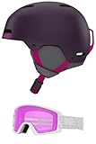 Giro Ledge Kombi-Pack Skihelm, Snowboardhelm mit passender Brille, Matte Pink Street/Dylan White Flake, M (55,5–59 cm)