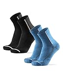 DANISH ENDURANCE Merino Fahrradsocken, Radsocken, Gepolstert, Atmungsaktiv, für Herren & Damen, 2 Paar, Mehrfarbig (1x Schwarz, 1x Blau), 39-42
