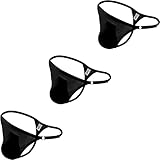 Faringoto Marke G-Strings Herren Dessous Panties Solid Ice Silk Thongs, 3 Schwarz, Einheitsgröße