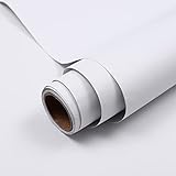 Hode Klebefolie Weiß Matt 40X300cm Selbstklebende Möbelfolie für Möbel Wände Schrank Tischplatten Fensterbank Wasserdicht Schutz Folie DIY Dekorfolie Modern Tapeten