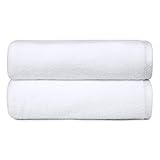 Amazon Basics Badetücher Set, 100% Baumwolle Schnelltrocknend Saugstark, 70x140 cm, Weiß, 2er-Pack