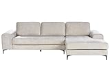 4-Sitzer Ecksofa Samt hellbeige mit Chaiselongue links schwarze Füße Kiruna