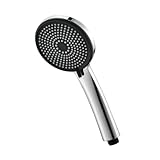 GRIFEMA Handbrause, 3 Strahlarten, Hochdruck Duschkopf mit 216 Silikondüsen, Chrom, Anti-Kalk, Einfache Reinigung, Universelle Passform, G807