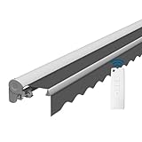 Eclipse Kassettenmarkise Halbkassette Gelenkarm Sonnenschutz Markise Sonnenmarkise Balkonmarkise elektrisch Standard 3,95x3 m Stoff 280g/m² Polyester (PE) UV-Schutz 50+, Markisentuchfarbe: Grau