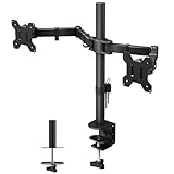 BONTEC Monitor Halterung 2 Monitore für 13-27 Zoll Flach & Curved Bildschirm, Monitor Tischhalterung Höhenverstellbar Neigbar Schwenkbar Drehungbar, 10 kg pro Arm, VESA 75x75 / 100x100, Schwarz