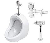 VBChome- Set: Urinal Zulauf Oben Weiß Modern Hochwertig Keramik Pinkelbecken senkrecht Pissoir PRÄSIDENT + Spülventil Urinalspüler Druckspüler HYDRO H + Siphon Flaschensiphon A50132
