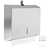 DBREAKS Edelstahl Papierhandtuchspender, 28.3 * 26.3 * 10CM Handtuchspender, Wandmontage Papierspender, Abschließbar Handtuchpapierspender, Papierhandtücher für 250 bis 400 Papierhandtücher(Chrom)