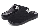 VIFUUR Damen Herren Hausschuhe Memory Foam Pantoffeln Wolle-Like Plüsch Futter Hohe Dichte Warme Indoor Outdoor Anti-Rutsch-Gummisohle Slip On Schuhe Schwarz 40/41 L
