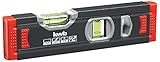kwb 1 mm Mini Aluminium-Wasserwaage 20 cm - Präzise geschliffen, gesicherte Libelle - Stoßschutz aus Gummi - Schwarz/Rot