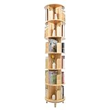 MINRS Drehbares Bücherregal 4 Ebenen Standregal Bodenstehendes Bücherregal 360° Drehbares Bücherregal Holz Offenes Ablagen für Wohnzimmer, Arbeitszimmer, Büro