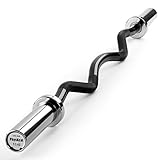 PhysKcal EZ Curl Bar, 47 Zoll Super EZ Hantelstange für Standard 2 Zoll Hantelscheiben, hervorragend für Bizeps und Trizeps, Chrom & Schwarz