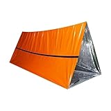 Breeshy Notfallzelt Outdoor-Rettungsdecke Überlebensdecke Isolierdecke Einfaches Zelt Orange Zelt+Tasche mit Pfeife