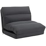 HOMCOM 3 in 1 Schlafsessel klappbar Schlafsofa mit Bettfunktion Leinenoptik, umwandelbar Gästebett Gepolstert Klappsessel Klappmatratze Bodensessel für Wohnzimmer Schlafzimmer Dunkelgrau